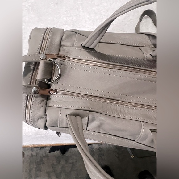 Vintage Putty Small Leather Duffle Bag Crossbody Strap Mexico Puppy Carrier - Picture 8 of 16